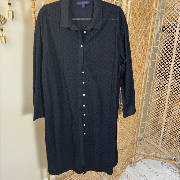 Tommy Hilfiger Eyelet Black Tunic /Dress Blouse - Picture 10 of 13